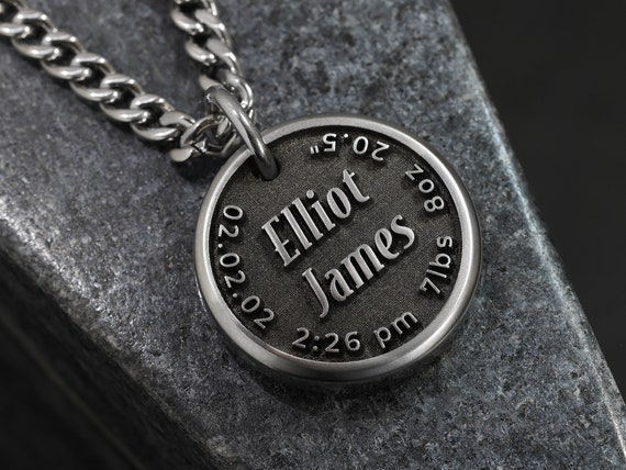 Fathers day necklace engraved sale