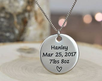 Gift for Her, New Mom Necklace, New Mom Jewelry, New Mother Gift, Expectant Mother - Deep Engraved with ANY TEXT up to 40 Char!
