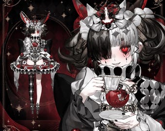 Gothic Harlequin VTuber, Premade Live2D Vtuber Model: Ready to Use, VTubeStudio Compatible