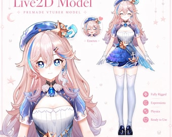 Ocean VTuber, Premade Live2D Vtuber Model: Ready to Use, VTubeStudio Compatible
