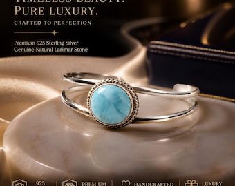 Pulsera de larimar hecha a mano con piedra preciosa azul / Joyería bohemia ajustable para mujer