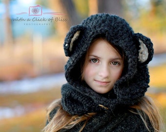 Bear Cowl Hat Hood Photography Prop Knitted