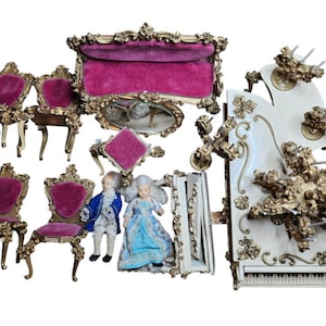 Various Vintage Spielwaren Furniture Rococo Toys – Rare Collectible Figurines & Miniatures - 1950s Toys