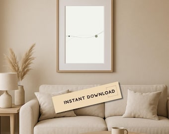 Olive Minimalist Abstract Wall Art, Japandi Line Art Print with Geometric Shapes, Neutral Olive Green Decor, Modern Scandinavian Printable