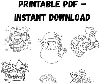 Christmas Coloring Pages Printable | Holiday Coloring Book for Kids & Adults | Instant Download PDF