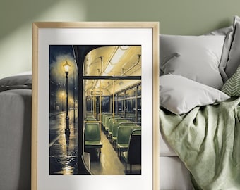 Edward Hopper Style Print: Night Bus | Vintage Wall Art | Digital Download