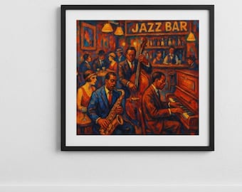 1920s Jazz Bar Art Deco Print: Retro Maximalist Decor (Digital Download)