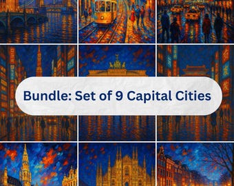 City Landscape Prints: Capital City Oil Painting Poster Bundle (Digital Download)