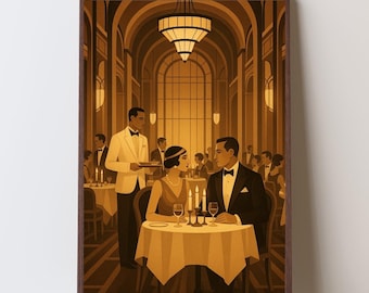 1920s Art Deco Wall Art: Vintage Fine Dining (Digital Download)