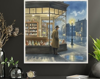 Edward Hopper Style Print: Man Outside | Vintage Wall Art (Digital Download)