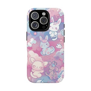 Cute Animal Phone Case, Kawaii Tech Accessory, Gift for Her, Pastel Colors, Bunny Design, Adorable Phone Cover