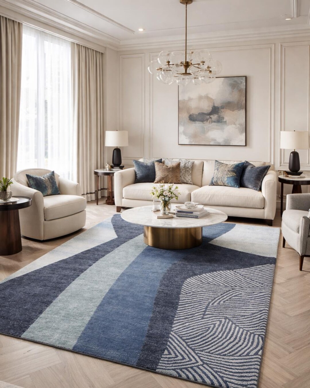 Handmade Tufted Wool Area Rug, Abstract Geometric Design, Modern Living ...