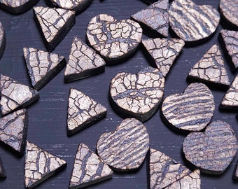 42pc Mini Tiles Black and White Crackle Ceramic Stoneware