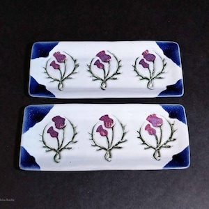 2pc Rectangular Thistles Plate Set Ceramic Stoneware