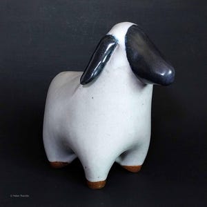 SECONDS SALE Black and White Sheep Sculpture Ceramic Stoneware