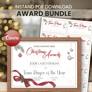 Funny Employee Award Certificate & Voting Bundle - 20 Easy Edit, Office Christmas End of Year