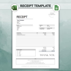 Bewerkbare bonsjabloon – Excel en Google Spreadsheets – kleine bedrijven, afdrukbare pdf, direct downloaden