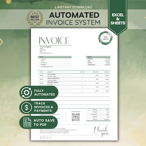 Automated Invoice Tracker & Template | Smart workflow Excel - Google Sheets | 5* Top Service - Easy Setup