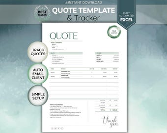 Excel Quote Template & Tracker | Automated Quotation Tool | Professional Small Business Spreadsheet