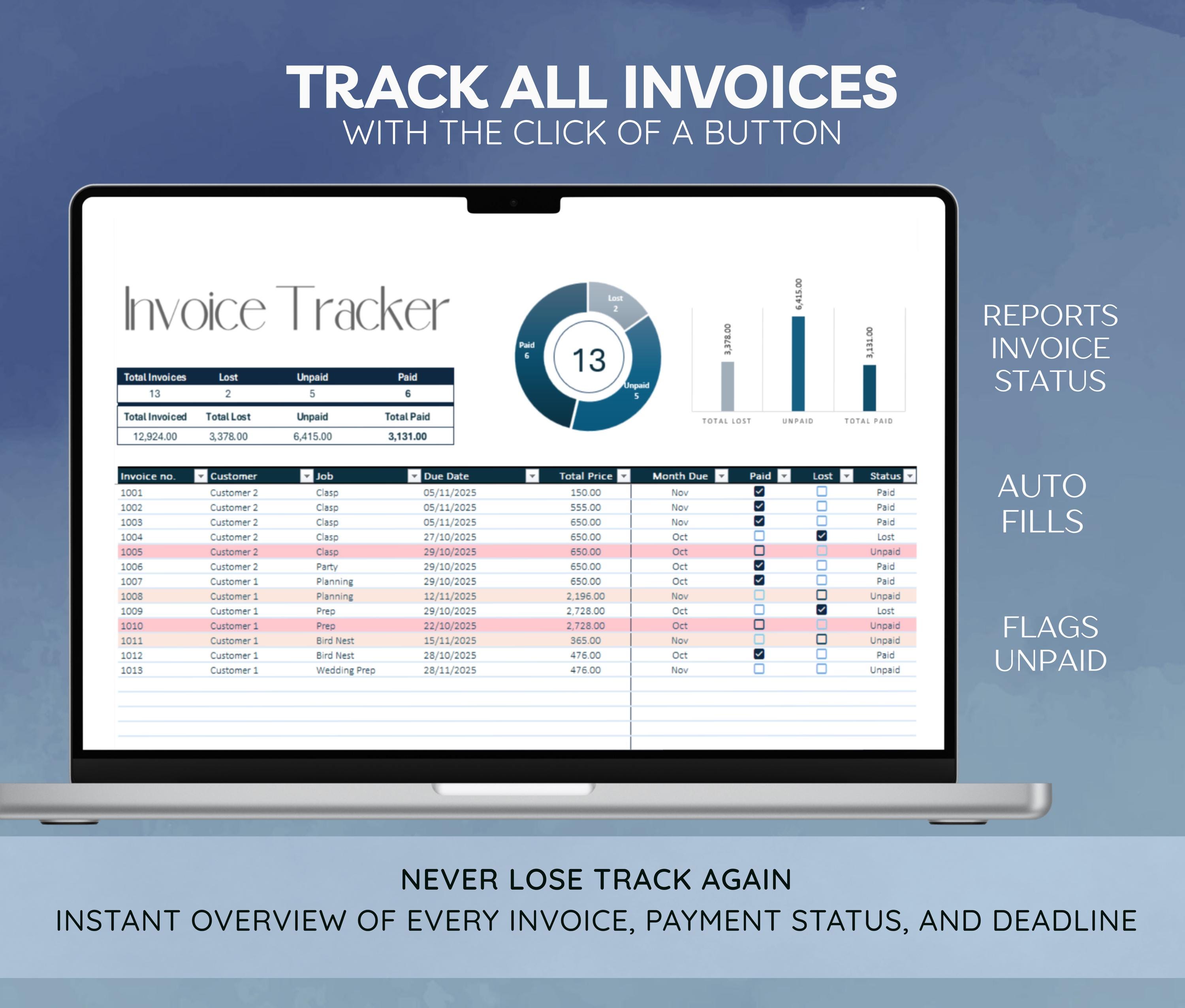 Editable Invoice Template for Excel - Advanced Small Business Automated ...