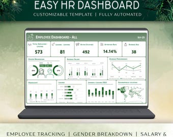 Plantilla de panel de control de empleados de RR. HH. / Rastreador de Excel automatizado y personalizable todo en uno