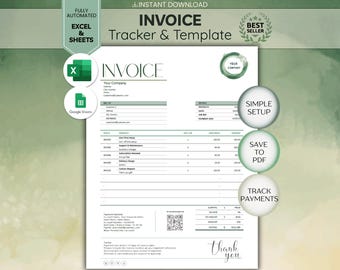 Invoice Tracker & Template | Smart, Fully Automated Excel - Google Sheets | 5* Top Service - Easy Setup