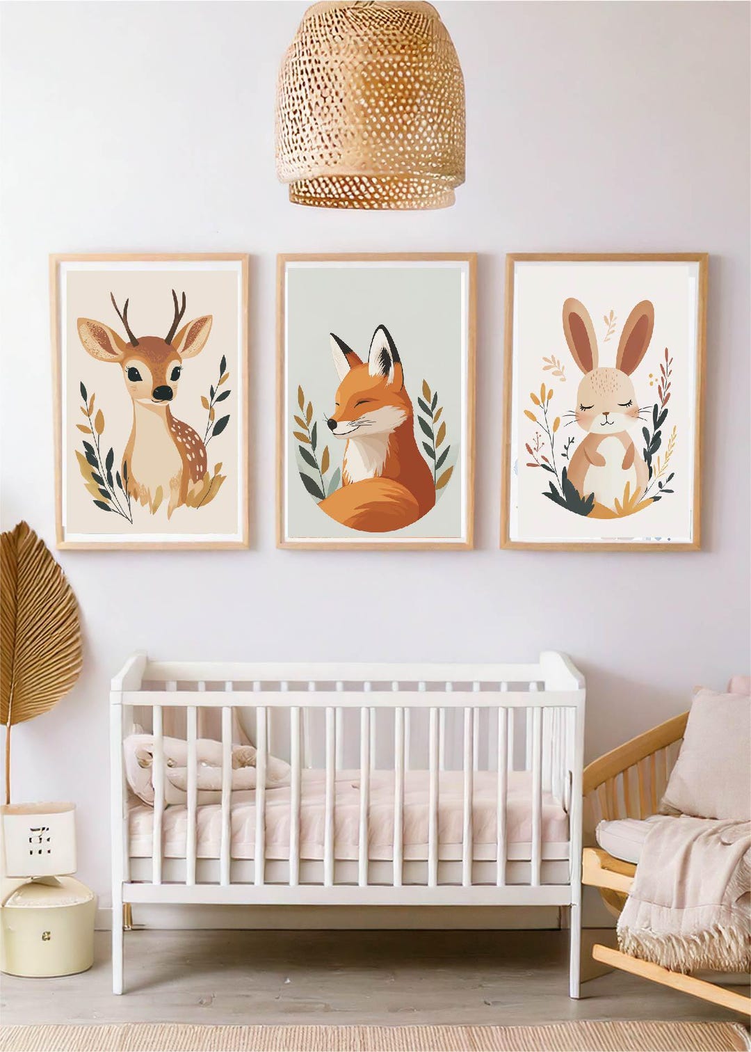 Forest Animals Poster, Baby Room Triptych, Children's Wall Decoration