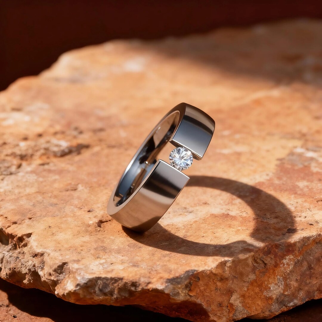 Pure Titanium Ring,corrosion-resistant,moissanite Setting Minimalist ...