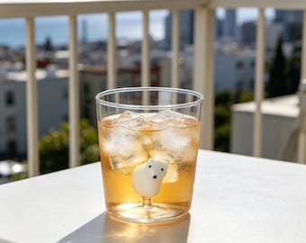 Arctic Polar Bear Glass Cup, Handmade Glassware, Cute Animal Tumbler, Winter Holiday Gift, Polar Bear Inside Clear Glass CupHousewarming Gift