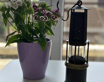 Antique Miners Safety Lamp Brass Oil Lamp Schott & Gen Jena Glass
