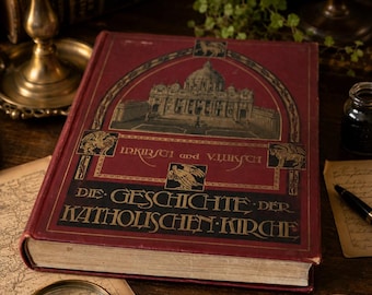 Antique Catholic Church History Book 1905 German Illustrated Folio