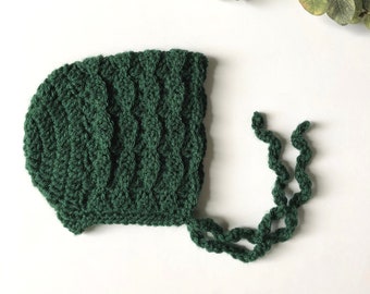 evergreen - SHELBY crochet baby bonnet - MADE to ORDER