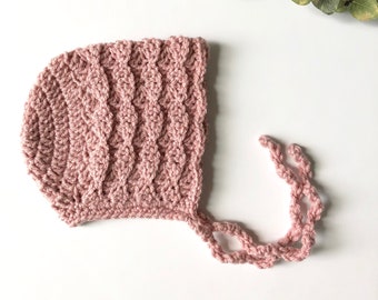 blush - SHELBY crochet baby bonnet - MADE to ORDER