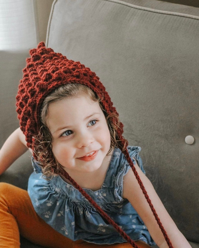 PERRY Bobbled Pixie Baby Bonnet crochet PATTERN image 3