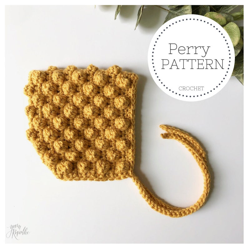 PERRY Bobbled Pixie Baby Bonnet crochet PATTERN image 1