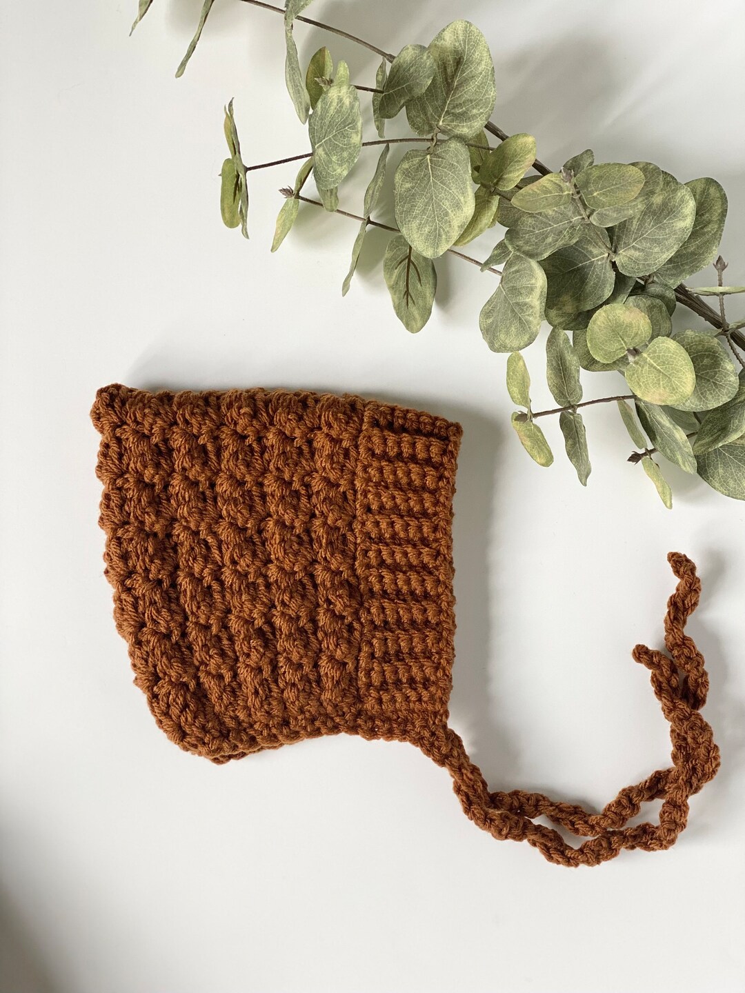 Hand Knitted Ribbed Pixie Bonnet - Gingerbread main image 1