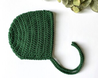 evergreen - UNION CLASSIC crochet baby bonnet - MADE to Order