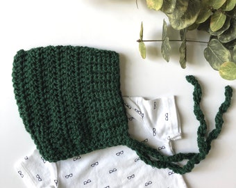 Evergreen - ELLIOT - crochet pixie baby bonnet - Made to Order