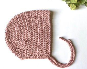 blush - UNION CLASSIC crochet baby bonnet - MADE to Order