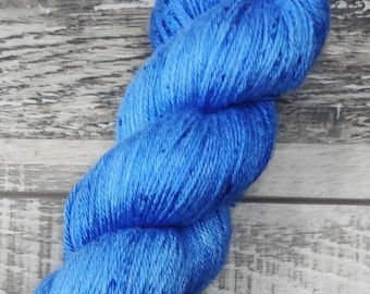 RTS Thaumas Mythical Gods Collection Silky Sheep Fingering Weight Sock Yarn Bold Bright Blue Tonal Speckle Superwash Merino Wool Silk