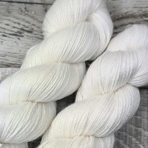 RTS Blizzard Neutral Accents Silky Sheep Fingering Weight Sock Yarn Undyed White Superwash Merino Wool Silk