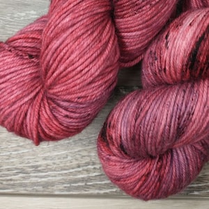 RTS Hathor Mythical Gods Collection SW DK Light Worsted Weight Yarn Dark Dusty Rose Pink Yarn Semi Solid Tonal Speckle Superwash Merino Wool