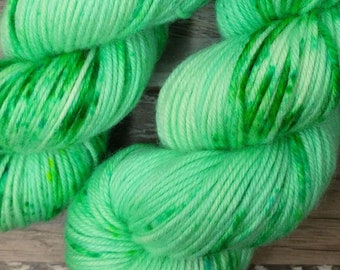 RTS Caerus Mythical Gods Collection SW DK Light Worsted Weight Yarn Bright Mint Green Semi Solid Tonal Speckle Superwash Merino Wool