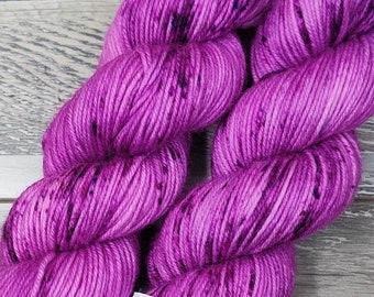 RTS Euphrosyne Mythical Gods Collection SW DK Light Worsted Weight Yarn Fuchsia Pink Purple Semi Solid Tonal Speckle Superwash Merino Wool