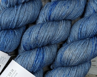 RTS Theia Yak Silk DK Yarn Light Worsted Weight Superwash Merino Wool Silk Yak Yarn Blue