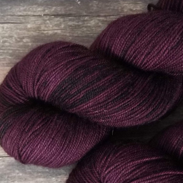 RTS Silenus Mythical Gods Collection Yak Sock Fingering Weight Yarn Wine Purple Semi Solid Tonal Speckle Superwash Merino Wool Yak Nylon