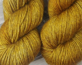 RTS Helios Yak Silk DK Yarn Light Worsted Weight Superwash Merino Wool Silk Yak Yarn Golden Yellow Dark