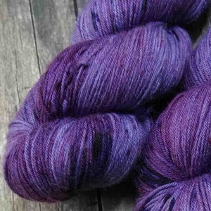 RTS Hestia Mythical Gods Collection Basic Sock Fingering Weight Sock Yarn Purple Tonal Speckle Superwash Merino Wool Nylon