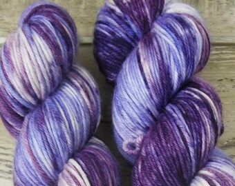 RTS Blueberry Ice Cream Confection Collection SW DK Light Worsted Weight Yarn Tonal Purple White Yarn Variegated Superwash Merino Wool