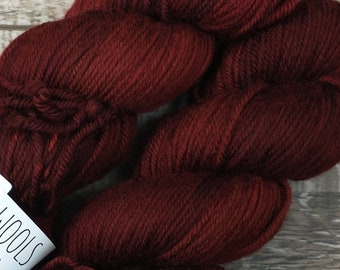 RTS Mars Mythical Gods Collection SW DK Light Worsted Weight Yarn Dark Red Semi Solid Tonal Speckle Superwash Merino Wool